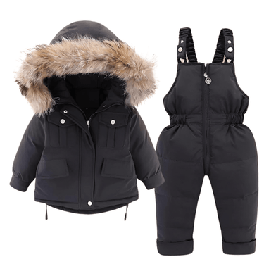 Winter Down Jacket and Snow Pants for Baby With Real Fur Collar -, Snowsuits , Drestiny , 12M, 18M, 24M, 3T, 4T, Australia, Beige, Black, Boys, FR, Girls, Pink, TD, United Kingdom, United States, Yellow , Drestiny , www.shopdrestiny.com